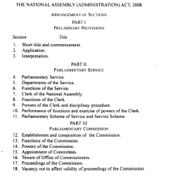 The National Assembly (Administration) Act No 14, 2008