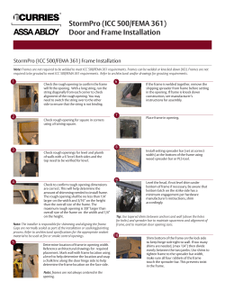 StormPro (ICC 500/FEMA 361) Door and Frame Installation