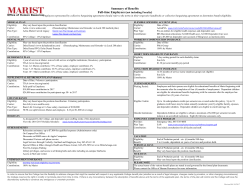 Summary of Benefits Full-time Employees (not including Faculty)