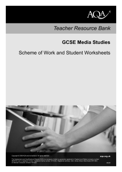 GCSE Media Studies Scheme of work Scheme of work and