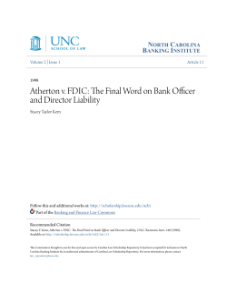Atherton v. FDIC: The Final Word on Bank Officer and Director Liability