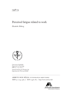 Perceived fatigue related to work