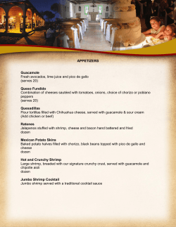 APPETIZERS Guacamole Fresh avocados, lime juice and pico de