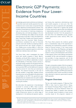 Electronic G2P Payments: Evidence from Four Lower