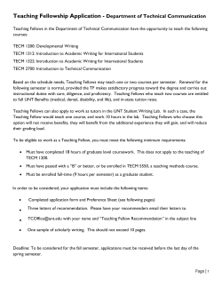 Teaching Fellowship Application - Technical Communication