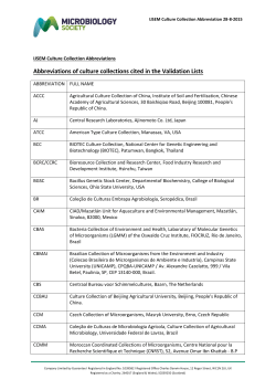 Abbreviations of culture collections cited in the Validation Lists