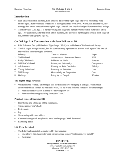 Introduction On Old Age I: A Conversation with Joan Erikson at 90