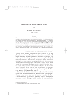 HEIDEGGER`S TRANSCENDENTALISM by