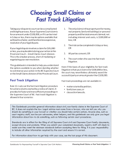 Choosing Small Claims or Fast Track Litigation