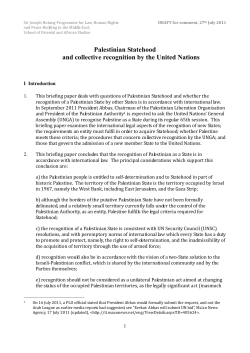 Palestinian Statehood and Collective Recognition by the UN