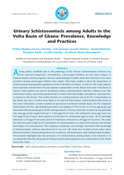 Urinary Schistosomiasis among Adults in the Volta Basin of Ghana