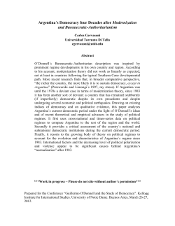 Argentina&acute;s Democracy (C. Gervasoni)