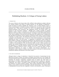 Rethinking Realism: A Critique of Georg Luk&aacute;cs