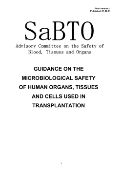 guidance on the microbiological safety of human organs, tissues