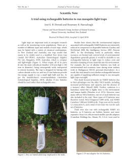 A trial using rechargeable batteries to run mosquito light traps