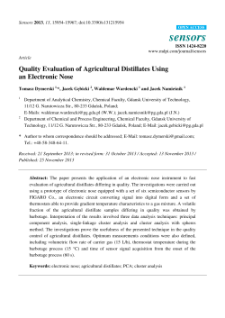 Quality Evaluation of Agricultural Distillates Using an Electronic Nose