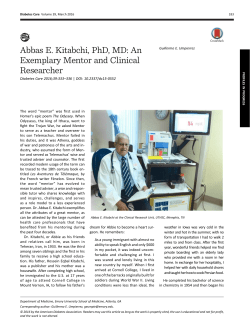 Abbas E. Kitabchi, PhD, MD: An Exemplary Mentor