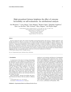 High procedural fairness heightens the eﬀect of outcome favorability