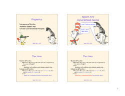 Pragmatics Speech Acts Conversational maxims Functions Functions