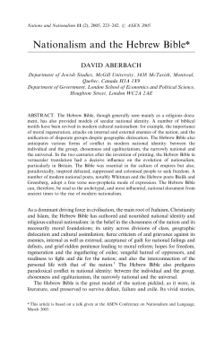 Nationalism and the Hebrew Biblen