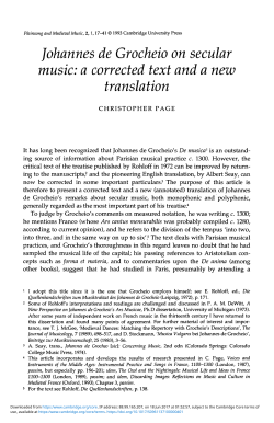 Johannes de Grocheio on secular music: a corrected text and a new