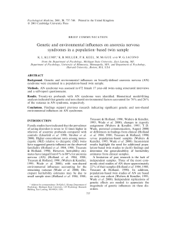 Genetic and environmental influences on anorexia