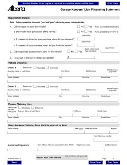 Garage Keepers` Lien Financing Statement