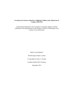 Growing Up in Postwar Suburbia: Childhood, Children and