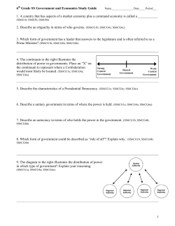 6 Grade SS Government and Economics Study Guide 1. A country