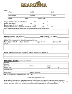 Job Application - Bearizona Wildlife Park
