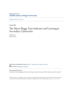 The Myers Briggs Type Indicator and Learning in Secondary