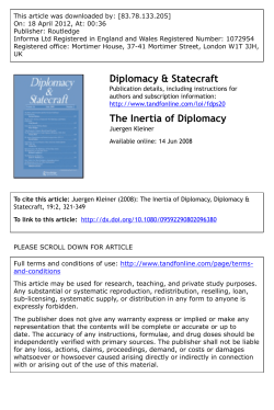 The Inertia of Diplomacy - Graduate Institute of International and