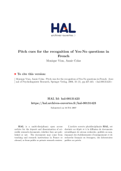 Pitch cues for the recognition of Yes-No questions in French