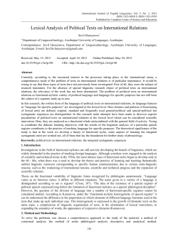 Lexical Analysis of Political Texts on International Relations