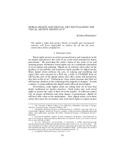 MORAL RIGHTS AND DIGITAL ART: REVITALIZING THE VISUAL