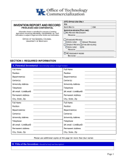 Invention Report Form - UK Research
