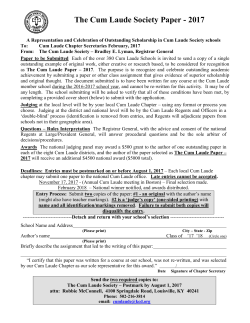 The Cum Laude Society Paper