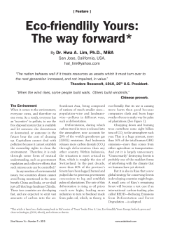 Eco-friendlily Yours: The way forward*