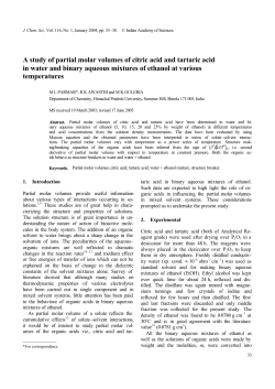 A study of partial molar volumes of citric acid and tartaric acid in