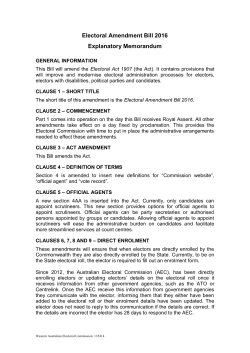 Electoral Amendment Bill 2016 - Parliament of Western Australia