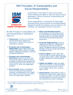ISM Principles of Sustainability and Social