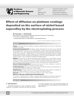 Effect of diffusion on platinum coatings deposited on the surface of