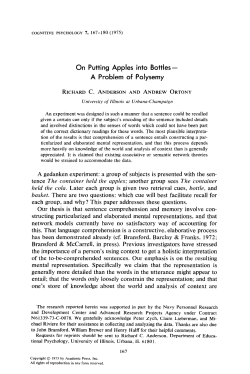 On Putting Apples into Bottles- A Problem of Polysemy A gedanken