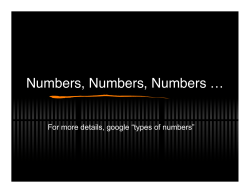 Numbers, Numbers, Numbers