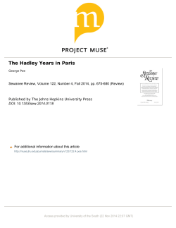 The Hadley Years in Paris - Academics
