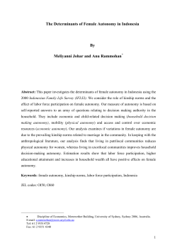 Differences in Female Autonomy Levels: Cultural