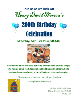 Henry David Thoreau`s 200th Birthday Celebration
