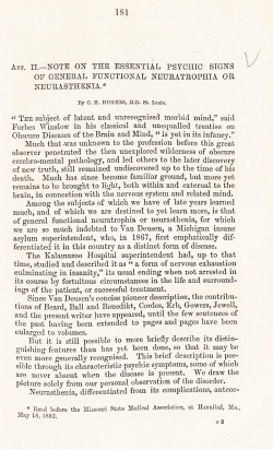 Note on the Essential Psychic Signs of General