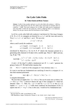 On Cyclic Cubic Fields - American Mathematical Society
