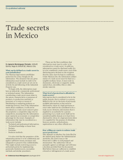 Trade secrets in Mexico - Intellectual Asset Management